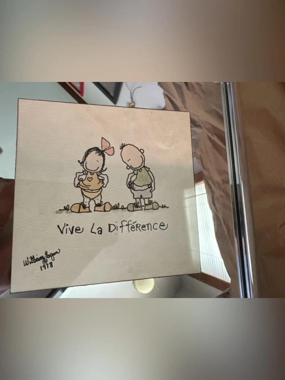 William Logan vintage 1978 Vive La Difference hanging bathroom framed picture